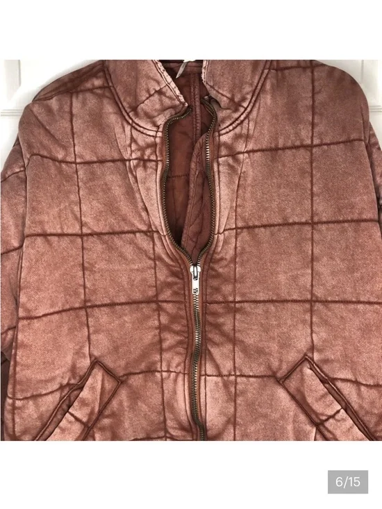 Free People Oversized Quilted Dolman Jacket Cherry Cola great size XS - Picture 4 of 12